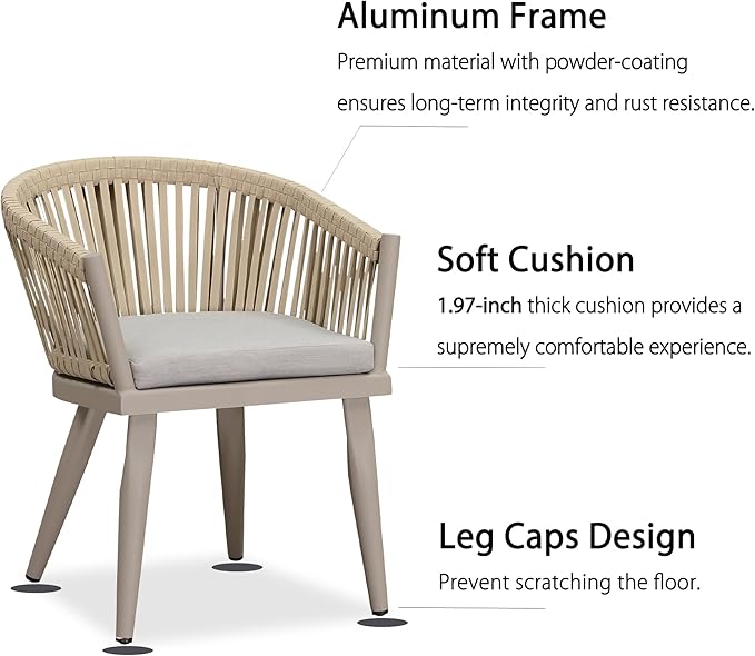 PURPLE LEAF 9 Pieces Outdoor Dining Set with Patio Aluminium Dining Table and Wicker Rattan Chairs Modern Furniture Cushions Sets for Backyard Indoor Decor Kitchen Champagne