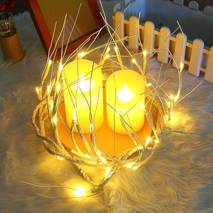 LOMIMOS 6FT Spring Lighted Birch Garland,Battery Operated Twig Vine with Timer 48 Lights for Xmas Spring Thanksgiving Wedding Party Decoration Fireplace Mantle Wall