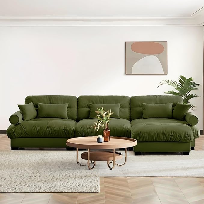 SoarFlash Sectional Sofas Couches for Living Room, L Shaped Couch Sofa Set, Small Couches for Small Spaces, Apartment with Movable Ottoman, Green