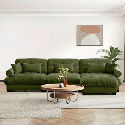SoarFlash Sectional Sofas Couches for Living Room, L Shaped Couch Sofa Set, Small Couches for Small Spaces, Apartment with Movable Ottoman, Green