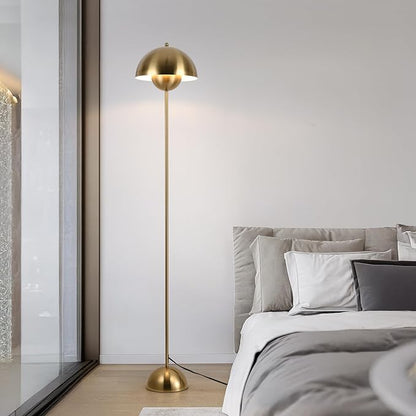 COSYLUX Modern Floor Lamp for Living Room, Industrial Tall Standing Lamp for Bedroom, Metal Shade Reflecting Light Reading Floor Lamp for Office, Nursery Room, Corner(Copperish-Gold)