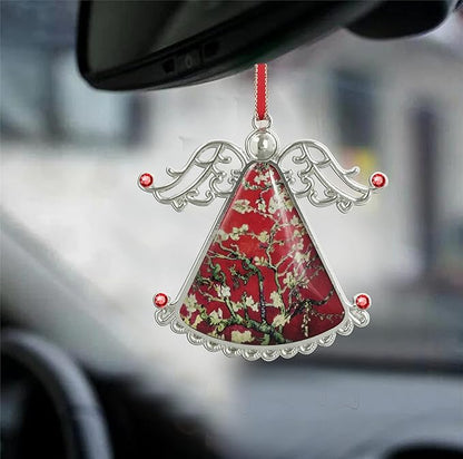 XUTAI Angel Christmas Tree Ornaments Christmas Ornament Tree Van Gogh Glass Christmas Hanging Angel Glass Pendant for Holiday Decoration