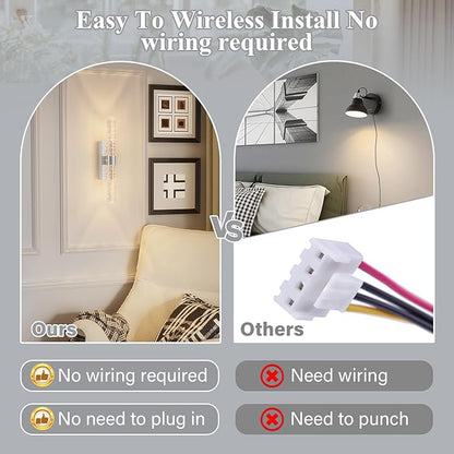 camuucci Battery Operated Sliver Wall Sconces Set of 2 Rechargeable Battery Powered Wall Light with 12000mAh Indoor Not Hardwired Dimmable Wall Lamp Fixtures for Bedroom Living Room 15.3 Inches