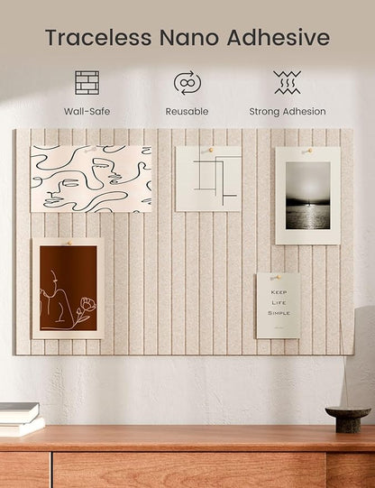 Bumusty Large Cork Board Alternative-36 x24 Felt Bulletin Board Tiles, with 30 Pushpins, 40 Adhesive Tabs, 6-Pack Slat Wall Paneling, Cork Boards for Office Push Pin Board Felt Board-Oatmeal