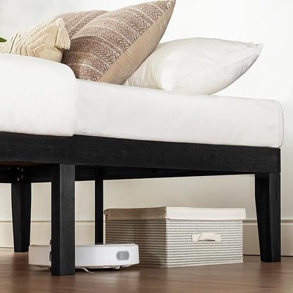 Mellow Naturalista Classic 16 Inch Solid Wood Platform Bed with Wooden Slats, Black, Twin