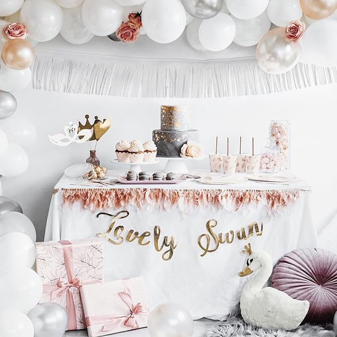 12 Pack 10 Feet Metallic Foil Fringe Garland Tinsel Streamers Banner, White Wall Hanging Tinsel Fringe Banners for Parade Floats, Wedding, Birthday, Christmas, New Year Party Decorations