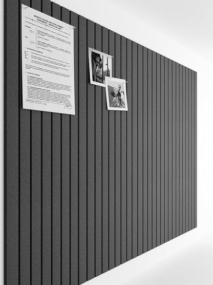 Bumusty Large Cork Board Alternative-47 x35 Felt Bulletin Board Tiles, with 30 Pushpins, 70 Adhesive Tabs, 12-Pack Slat Wall Paneling, Cork Boards for Office Push Pin Board Felt Board-Charcoal Gray