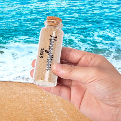 Honeymoon Sand Keepsake Jar 2025，Bridal Shower, Wedding, Engagement, Honeymoon, Travel Gift for Couples, Newlywed, Fiance(Gift Box Includes) - 40ml Cylindrical Shape Glass