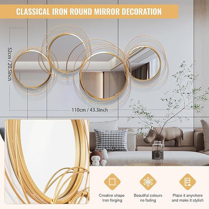 Large Decorative Wall Mirror,Modern Gold Wall Art Mirrors for Living Room Decor,Star Ring Metal Wall Decor Mirror for Entryway Bedroom Dining Room 43.3 X 20.5 inch