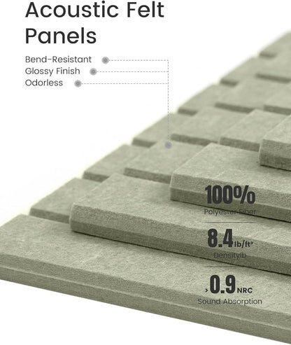 Bumusty Large Cork Board Alternative-47 x35 Felt Bulletin Board Tiles, with 30 Pushpins, 70 Adhesive Tabs, 12-Pack Slat Wall Paneling, Cork Boards for Office Push Pin Board Felt Board-Sage
