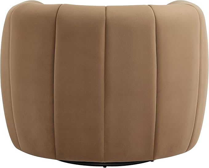 Christopher Knight Home Monroe Velvet Swivel Club Chair,Armchair with 360-Degree Rotation, Upholstered Barrel Swivel Sofa Chair for Living Room/Bedroom, Tufted Back,Thick Cushion, Iron Base, Camel