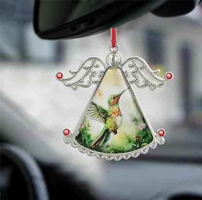 XUTAI Angel Christmas Tree Ornaments Christmas OrnamentHummingbird Flying Greeting Glass Christmas Hanging Angel Glass Pendant for Holiday Decoration