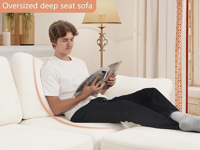 EASE MOOSE Oversized Sectional Modular Sofa,U Shape Sectional Modular Couch Wide Deep seat Sofa,FSC Certified Chenille Modular Couch,White