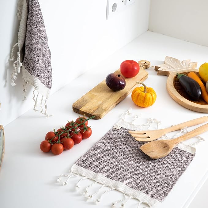 SMYRNA TURKISH COTTON Vintage Series Kitchen Dish Towels Pack of 6, Machine Washable Wash Cloths, Ultra Soft, Absorbent, Prewashed and Quick Dry Turkish Dish Towels, 12x12 Inch (Blush Pink)