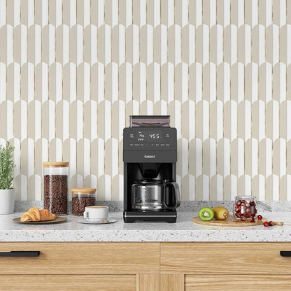 Vamos Tile Peel and Stick Backsplash Seamless Tile for Kitchen,White and Essaouira White Grey PVC Mixed Light Gold Self Adhesive Fish Scale Metal Mosaic Tiles (10 Sheets)