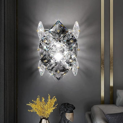 Modern Crystal Wall Sconces,Chrome Wall Light Fixtures,Luxury Indoor Wall Lamp,K9 Crystal Vanity Wall Mount Lamps,Industrial Sconce Lighting for Bathroom Living Room,Bedsides,Hallway,Bedroom
