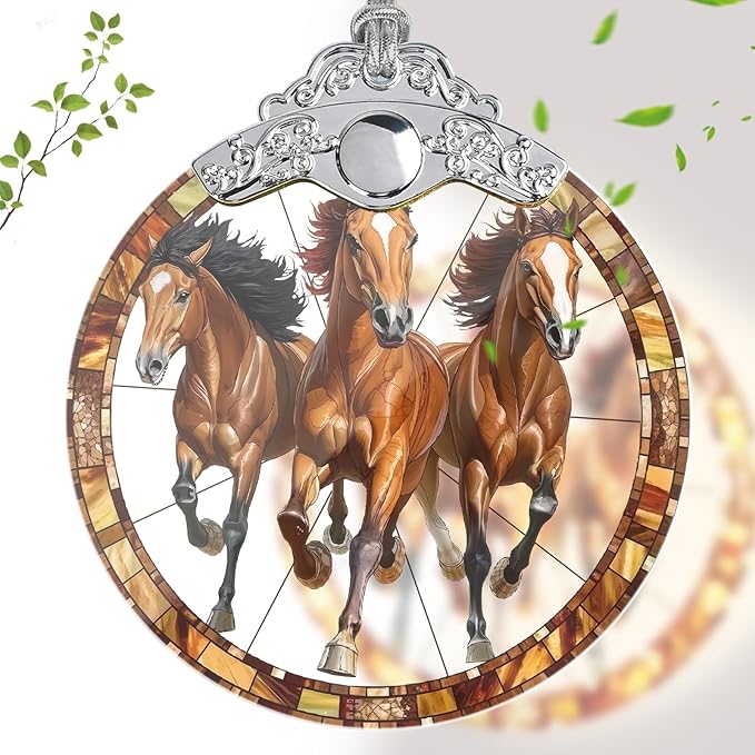 Horse Ornaments for Christmas Tree, Stained Glass Christmas Ornaments and Xmas Tree Decorations, Gift Exchange