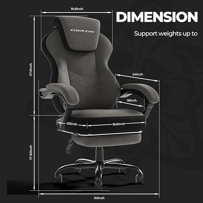 Ergonomic Office Chair with Adjustable Headrest and Footrest, High Back Desk Chair with Linkage Armrests, Reclining Swivel Chair for Home Office, Executive Office Chair (Black2)
