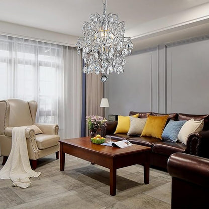 Bestier Modern Pendant Chandelier Crystal Raindrop Lighting Ceiling Light Fixture Lamp for Dining Room Bathroom Bedroom Livingroom entryway 1 E26 Bulbs Required D13 in x H16 in