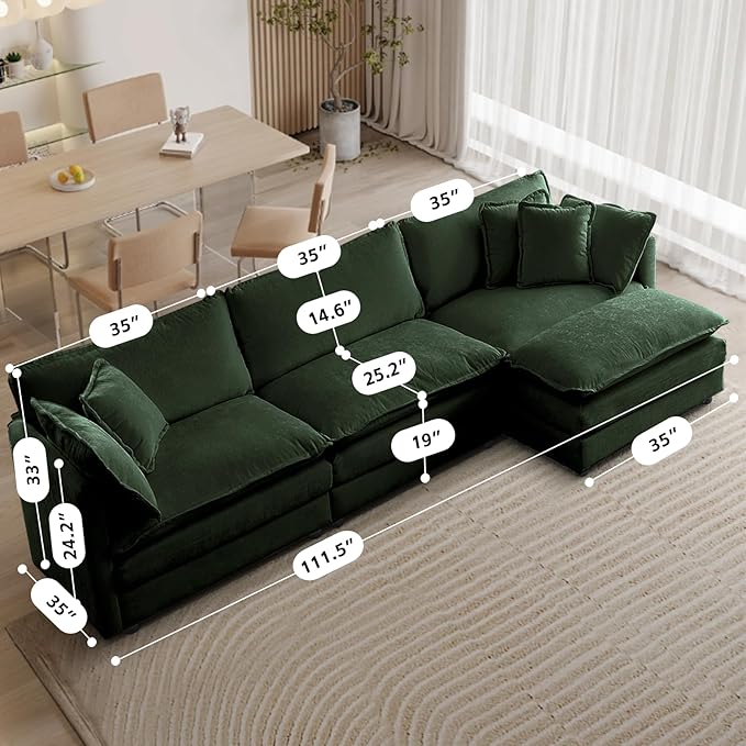 SoarFlash Chenille Sectional Middle Position Sofa,Green