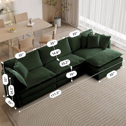 SoarFlash Chenille Sectional Middle Position Sofa,Green