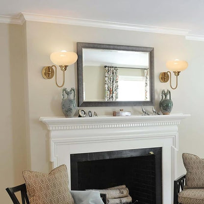 KCO Lighting Mid Century Modern Wall Mounted Bedside Lamp Brass Gold Wall Sconce Glass Globe Bathroom Vanity Light Fixture Vintage Wall Light Wireless Bedroom Wall Sconce Lamp