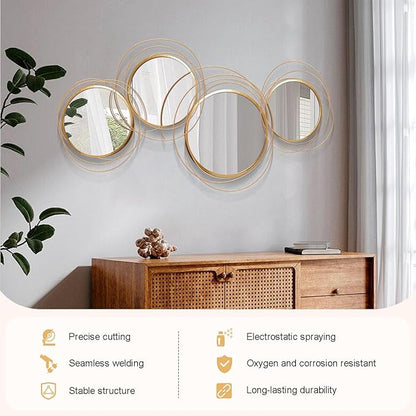Large Decorative Wall Mirror,Modern Gold Wall Art Mirrors for Living Room Decor,Star Ring Metal Wall Decor Mirror for Entryway Bedroom Dining Room 43.3 X 20.5 inch