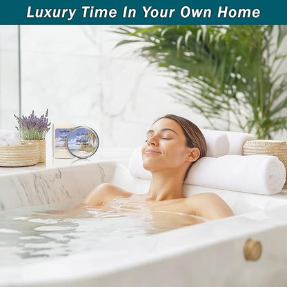 Bath Spa Gift Sets - Luxury Basket With Ocean & Coconut - Spa Kit Includes Wash, Bubble Bath, Lotion, Bath Salts, Body Scrub, Body Spray, Shower Puff, Bathbombs, Soap in Wooden Basket