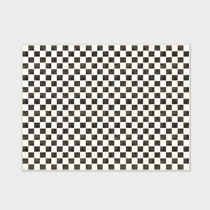 EVERGRACE Checkered Plaid Area Rug 9x12, Soft Fuzzy Faux Wool Rugs Washable Anti Slip Rugs Large Rug Carpet for Entryway Bedroom Living Room Hallway Kitchen and Laundry Room, Black and White