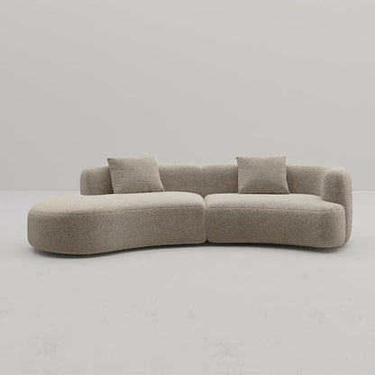 Acanva Modern Curved Sectional Living Room Couch, Minimalist Comfy Boucle Fabric Modular Sofa for Apartment, Home Office, 114" W Left Hand Facing, White