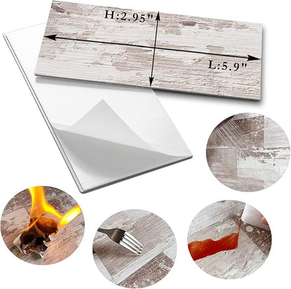 AULIGET 3" x 6" Subway Tile Peel and Stick Backsplash, Thick PVC Stick on Wall Tiles (4, Brown Birch)