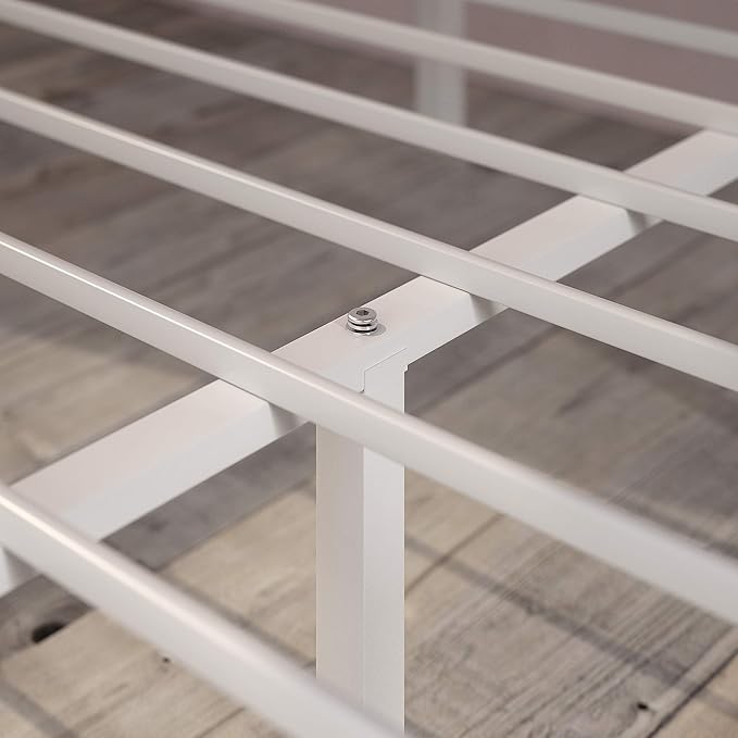 ZINUS Patricia White Metal Canopy Platform Bed Frame, Mattress Foundation with Steel Slat Support, No Box Spring Needed, Easy Assembly, Full