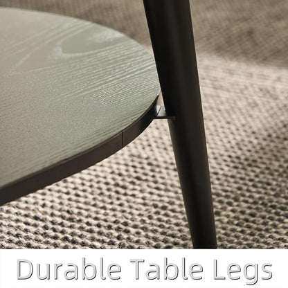 Saint Mossi Modern Black Coffee Table for Living Room, Mid-Century Oval Wood Coffee Table, Double Layer Center Table for Small Space, D47xW23.6xH15