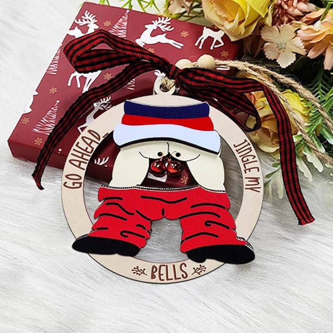 Funny Christmas Ornaments 2025, Exchange Funny Ornaments for Adults, Naughty Ugly Christmas Tree Ornaments Wooden, Inappropriate Dirty Santa Ornament - Unique Christmas Ornaments