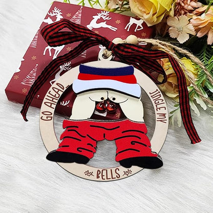 Funny Christmas Ornaments 2025, Exchange Funny Ornaments for Adults, Naughty Ugly Christmas Tree Ornaments Wooden, Inappropriate Dirty Santa Ornament - Unique Christmas Ornaments