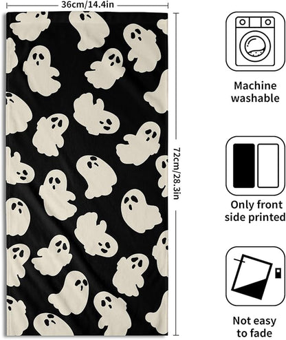 Halloween Ghost Hand Towels Set of 2 White Spooky Holiday Kitchen Towels Decorative Tabletop Decor