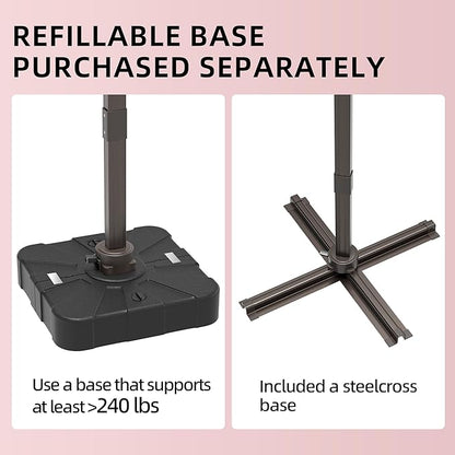 10x13FT Cantilever Outdoor Patio Umbrellas, Double Top Large Rectangle Umbrella, Heavy Duty 360° Rotation Offset Outdoor Sun Shade Umbrella for Garden Deck Pool Backyard Patio, Red