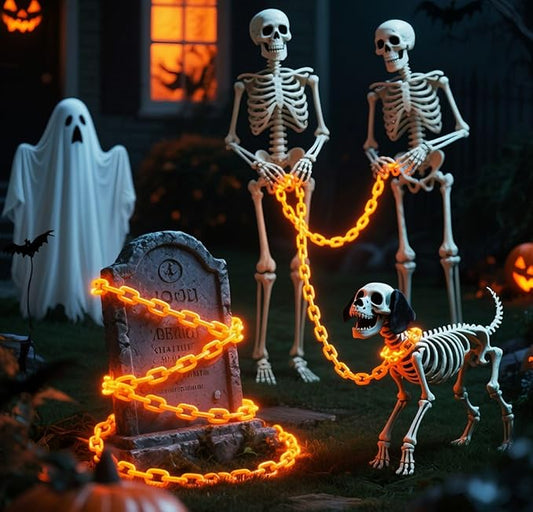 Solar Halloween Chain String Lights Decoration, Upgraded 10Ft 160LED Orange Plastic Lights with 8 Lighting Modes for Indoor Outoor Halloween Party Cosplay Haunted House Spooky Decor