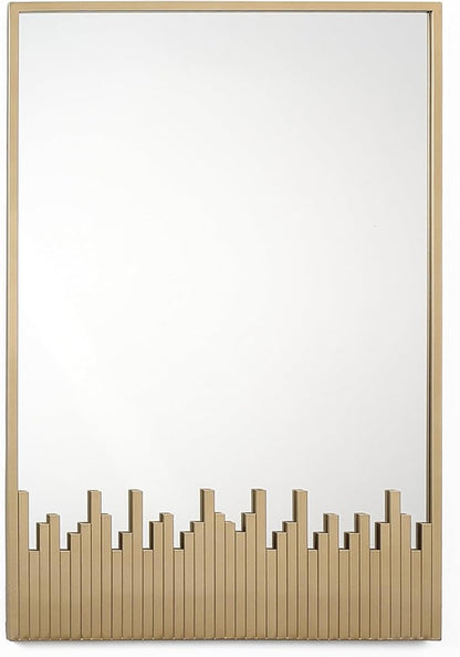 LuxenHome Metal Wall Mirror, Cityscape Gold Metal Frame Rectangular Mirror Decorative for Living Room, Bedroom, Bathroom, Entryway, Vanity Mirror (32 x 22 inch)