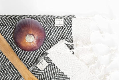 SMYRNA TURKISH COTTON Herringbone Series Kitchen Dish Towels Pack of 6, Machine Washable Wash Cloths, Ultra Soft, Absorbent, Prewashed and Quick Dry Turkish Dish Towels, 12x12 Inch (Latte)