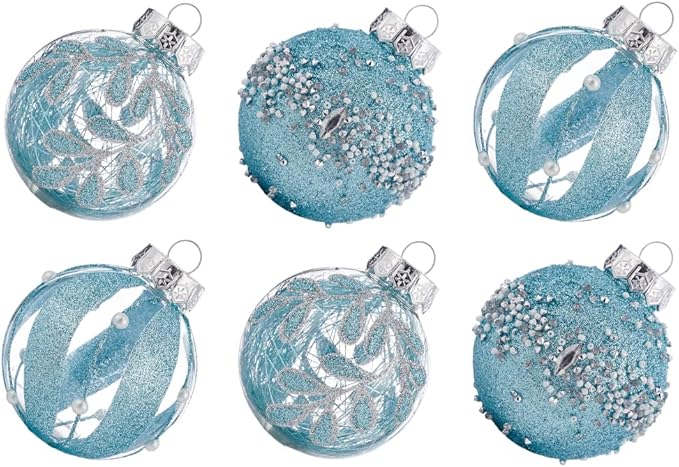 XmasExp Christmas Ball Ornaments Set 12ct Large Shatterproof Pastic Christmas Tree Decorations Hanging Ornaments for Xmas 70mm/2.76",Babyblue