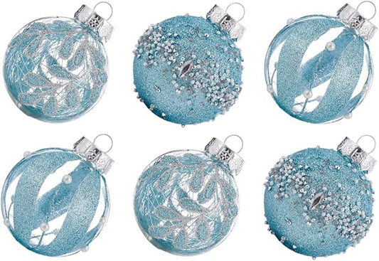 XmasExp Christmas Ball Ornaments Set 12ct Large Shatterproof Pastic Christmas Tree Decorations Hanging Ornaments for Xmas 70mm/2.76",Babyblue