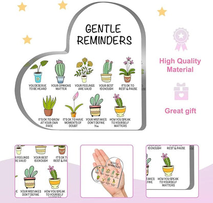 Gentle Reminders Decor, Positive Affirmations Desktop Art Decorations for Home Therapy Office School Counselling Office Mental Health Awareness Gifts