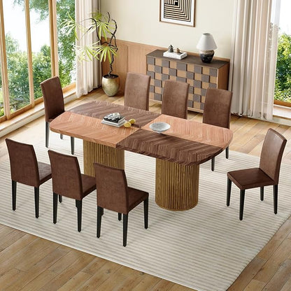 Dining Table Set for 8 - Large 79" Rectangular Kitchen Table Set for 8 with Cushioned Chairs,Modern Mid-Century Wood Dining Room Tables Set for 8 Ideal for Kitchen & Gatherings