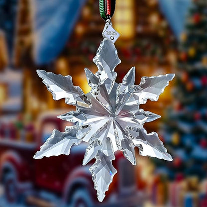 2025 Edition Crystal Snowflake Ornament Christmas Tree Ornament Home Decor Gift (2025-Transparent)