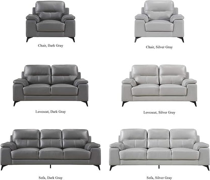 Homelegance 67" Leather Loveseat, Dark Gray