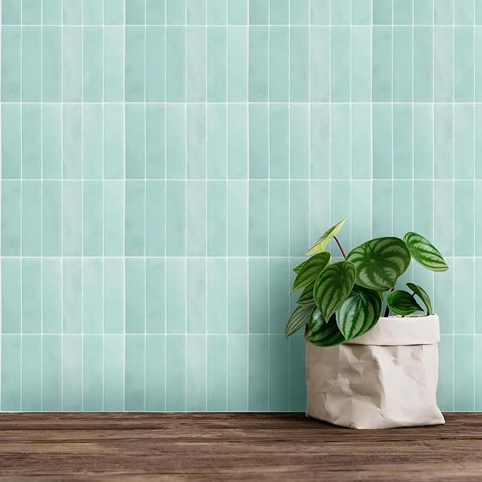 5 Pack Peel and Stick Backsplash Subway Tiles, Extra Thick 3D Wall Panels, Heat & Water Resistant, Easy DIY Kitchen, Bathroom, Laundry, Fireplace & Rental Home Wall Décor (12 x 12 in), Mint