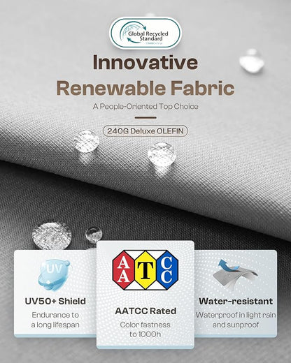 Aluminum Outdoor Patio Furniture,1 Piece 3-Seat Outdoor Seating, All-Weather Outside Chair for Deck, Porch (Teak-Gray)