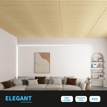 Art3d 6-Pack Slat Design 3D Wall Panels for Interior Wall Decor, 2x4 FT PVC Decorative Drop Ceiling Tiles - Oak