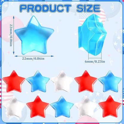 120 Pcs Patriotic Acrylic Star Translucent Crystals Gems Independence Day Memorial Day Veterans Day Remembrance Day 3D Star Shaped Gems for Vase Filler Ice Rocks,Table Scatter, Party Wedding